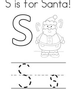 S for Santa! 10张最有趣的圣诞节字母描红以及简笔画涂色图片免费下载！