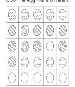 Color the egg that is different. 10张复活节主题数字及英文作业题免费下载