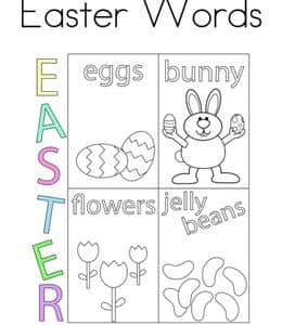 Easter Words！10张简单有趣的兔子彩蛋春天幼儿专注力作业题！