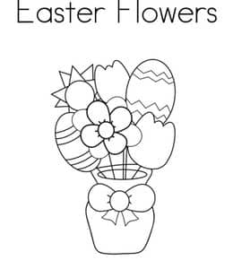 Easter Flowers！10张彩色鸡蛋和兔子的主题计算涂色描红作业题！