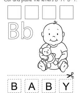 B is for baby. 9张认识更多的小宝宝英文单词描红作业！