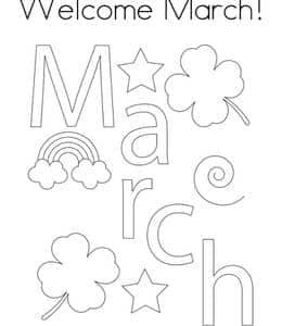 Welcome March! 10张三月的四叶草黄金满满英文单词描红作业题！