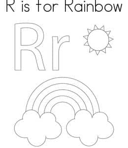 R is for Rainbow！10张认识彩虹三月幸运四叶草涂色图片下载