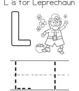 L is for Leprechaun！10张头戴礼帽制作黄金的小精灵主题涂色图片！