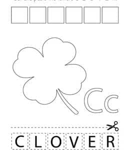 Cut and paste the letters CLOVER. 10张四叶草手工单词作业练习题下载！