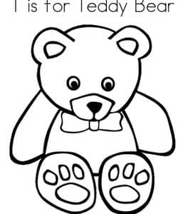 T is for Teddy Bear！10张泰迪小熊熊猫更多有趣的单词描红涂色作业！