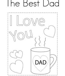 The Best Dad！10张父亲节卡片涂色描红作业图纸下载