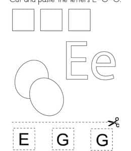 E is for egg！10张鸡蛋杂货店简单英文单词描红作业题免费下载！