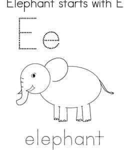 Elephant starts with E！ 10张认识英文单词大象单词描红作业题！