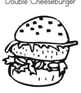 12张三明治汉堡包薯条美食最棒的快餐主题美食英文描红涂色图片！