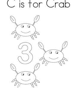 C is for Crab! 10张小螃蟹大鲸鱼有趣的海洋生物单词描红作业题！