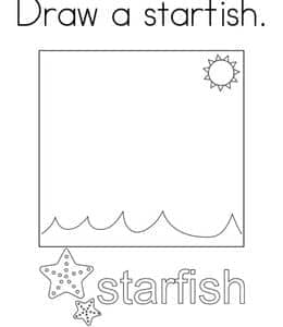 Draw a starfish. 10张海豚海星海马鲸鱼涂色画画练习题！