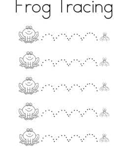 Frog Tracing. 10张青蛙主题控笔练习单词描红手工作业免费下载