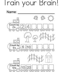 Train your Brain！10张填写数字的游戏启蒙数字游戏作业练习题！