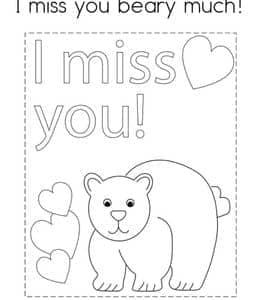 I miss you beary much！10张想念你的英文单词描红卡片作业题！