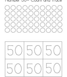 14张认识数字50写数字以及读数字趣味启蒙数字练习题免费下载！