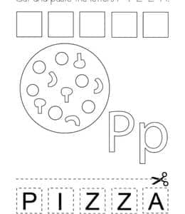 Cut and paste Pizza.13张披萨的数字启蒙英语单词描红练习题！