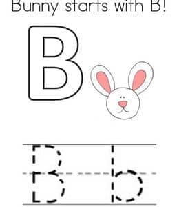 Bunny starts with B! 10张大门牙的兔子手工涂色字母描红作业题！