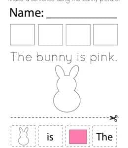 The bunny is pink 10张简单的小兔子涂色描红简笔画！