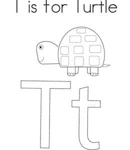 T is for Turtle！10张圆滚滚的乌龟和蛇英语单词描红图纸！