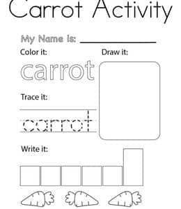 Carrot Activity～9张胡萝卜花菜芦笋有趣的英文单词活动作业下载！