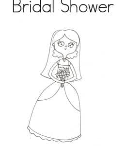 10张婚礼主题Bridal Shower新娘祝贺有趣的英文单词描红涂色简笔画！