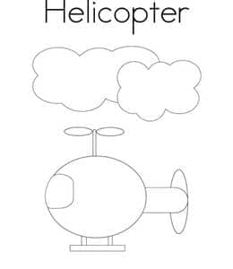 H is for Helicopter！10张直升飞机小汽车描红简笔画卡通涂色图片！