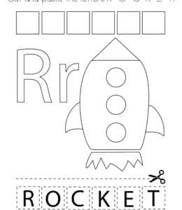 Cut and paste the letters rocket！9张火箭宇航员主题英文单词描红练习题！