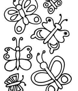 10张超级简单的小蝴蝶小蜜蜂小毛虫可爱幼儿涂色简笔画！
