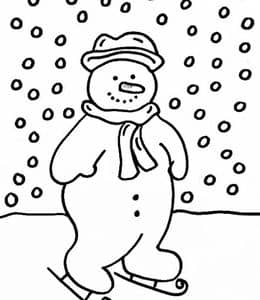 11张简单有趣的简笔画雪人企鹅滑冰冬天主题儿童填色图片！