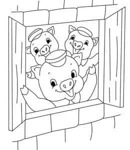 小猪要如何画？7张玩耍中的可爱小猪涂色儿童简笔画下载！