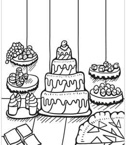 10张令人瞩目的豪华生日蛋糕和可爱的杯子蛋糕下午茶涂色图片下载
