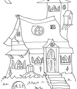 11张充满想象力和创造力的最有趣的万圣节城堡涂色简笔画！