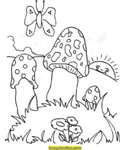 9张各种各样的蘑菇儿童涂色简笔画大全！认知不同的蘑菇！