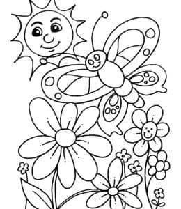 蝴蝶和花朵！感受自然之美！9张漂亮蝴蝶卡通填色简笔画！