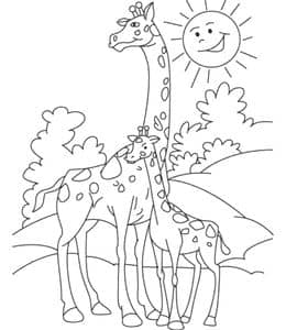 12张独特的长脖子长颈鹿儿童涂色简笔画！非洲大草原上的巨人！