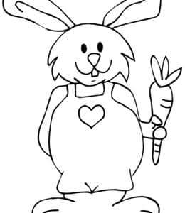 穿着背带裤的兔子！8张有趣的小兔子卡通填色图片免费下载