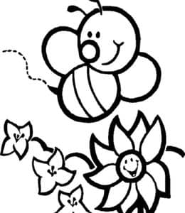 9张花园里最勤奋的的蜜蜂春日涂色儿童画免费下载！