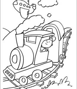 12张漂亮的小火车头飞机火车玩具卡通涂色简笔画免费下载
