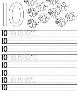 11张认识数字10正确书写数字10数字描红作业题下载