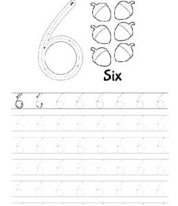 数字6好难写？12张更多数字6的描红练习题免费下载！