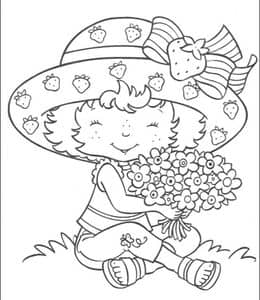 9张女孩子们最喜欢的草莓脆饼（Strawberry Shortcake）和朋友们卡通涂色图片