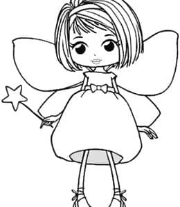9张手拿魔棒的可爱蝴蝶小仙子卡通涂色免费图片下载！
