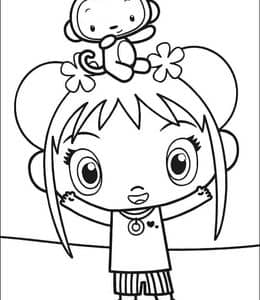 10张动画片《你好！凯兰！》女孩子和小猴子考拉和小老虎卡通涂色图片免费下载！