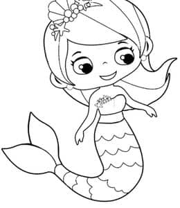 12张有着鱼尾巴的善良小美人鱼卡通涂色图片下载！
