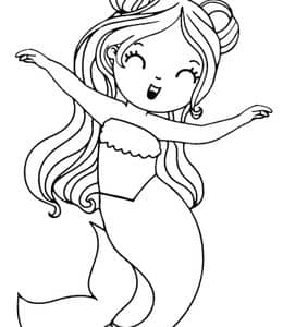 12张会唱歌的可爱小美人鱼公主女孩子卡通涂色免费图片！