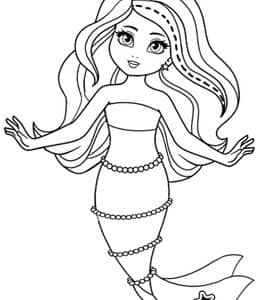 10张大海深处的小小美人鱼公主卡通涂色简笔画下载！