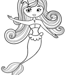10张大海深处可爱小美人鱼卡通涂色图片免费下载！