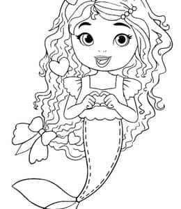 海洋公主！8张小美人鱼娃娃卡通免费涂色简笔画图片！