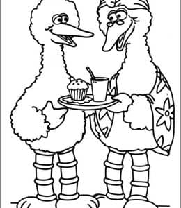13张《芝麻街》大鸟（Big Bird）和好朋友伯特和厄尼卡通涂色图片！